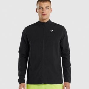 Gymshark Arrival Woven Full Zip Jacket Men’s Black Lightweight Running Size L